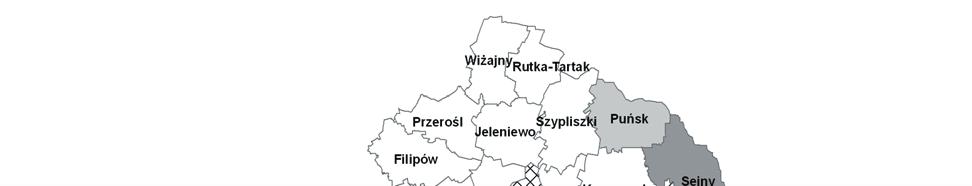 The lowest values of local Moran s I was observed for Rudka and Sejny communes.