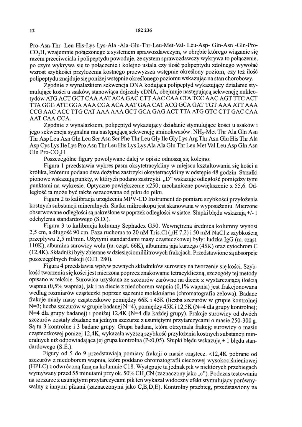 12 182 236 Pro-Asn-Thr-Leu-His-Lys-Lys-Ala -Ala-Glu-Thr-Leu-Met-Val-Leu-Asp-Gln-Asn-Gln-Pro- CO2H, wzajemnie połączonego z systemem sprawozdawczym, w obrębie którego wiązanie się razem przeciwciała i