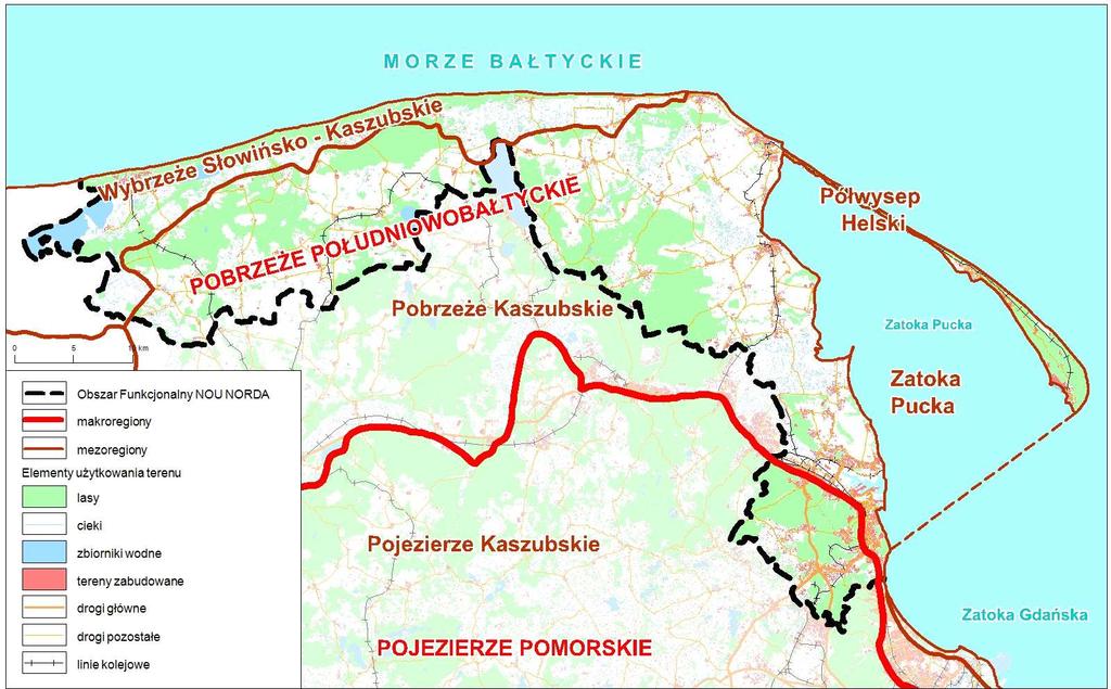 32 Rys. 3 Obszar funkcjonalny NOU NORDA - podział fizycznogeograficzny.