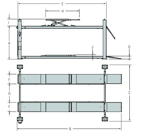 +66 mm 201 mm +50 mm 6882 mm 7399 mm E Długość platform 4700 mm 5100 mm 5100 mm 5500 mm F Szerokość platform 560 mm 650 mm G Rozstaw platform I 800 mm 950 mm 1100 mm 900 mm