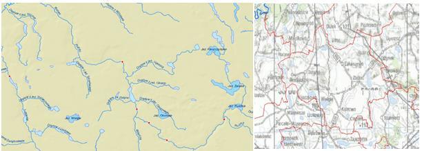 Rysunek 17. Hydrografia Gminy Zbójno Źródło: Geoportal KZGW, http://geoportal.kzgw.gov.pl/imap/; Centralna Baza Danych Geologicznych http://bazagis.pgi.gov.pl/website/cbdg/viewer.