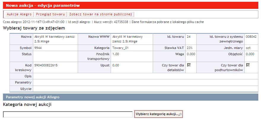 Wybieramy odpowiednią kategorię, rozwiając wybraną gałąź do momentu