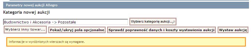 Po pobraniu pól formularza mamy dostępne opcje: Pokaż/ukryj pola opcjonalne filtruje wyświetlane pola tylko do wymaganych do uzupełnienia.