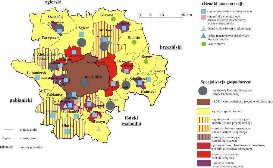 w podrozdziale 3.2.) najłatwiej jest ją zidentyfikować w przypadku ośrodków miejskich, gdzie koncentracja działalności gospodarczej jest największa.