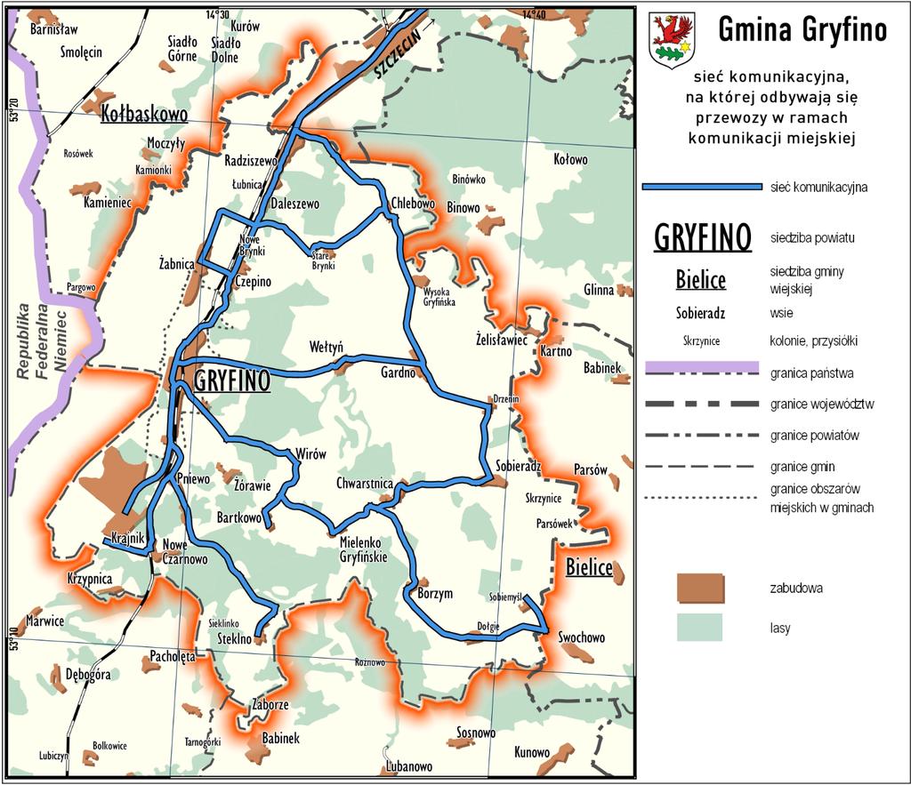 Plan zrównoważonego rozwoju publicznego transportu zbiorowego dla Gminy Gryfino na lata 2016 2025 Układ komunikacji miejskiej składa się z 2 grup funkcjonalnych, wyodrębnionych ze względu na pełnione