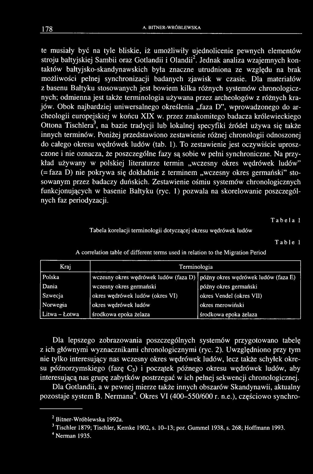 Dla materiałów z basenu Bałtyku stosow anych jest bow iem kilka różnych systemów chronologicznych; odm ienna jest także term inologia używ ana przez archeologów z różnych krajów.