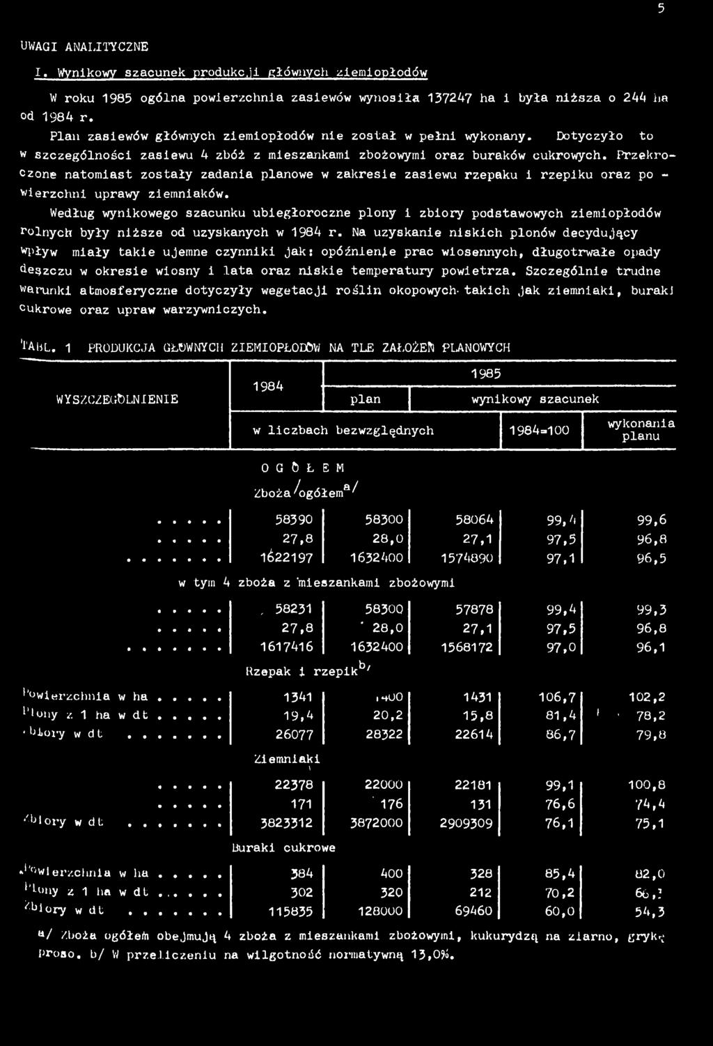 Przekroczone natomast zostały zadana planowe w zakrese zasewu rzepaku rzepku oraz po - werzchn uprawy zemnaków.
