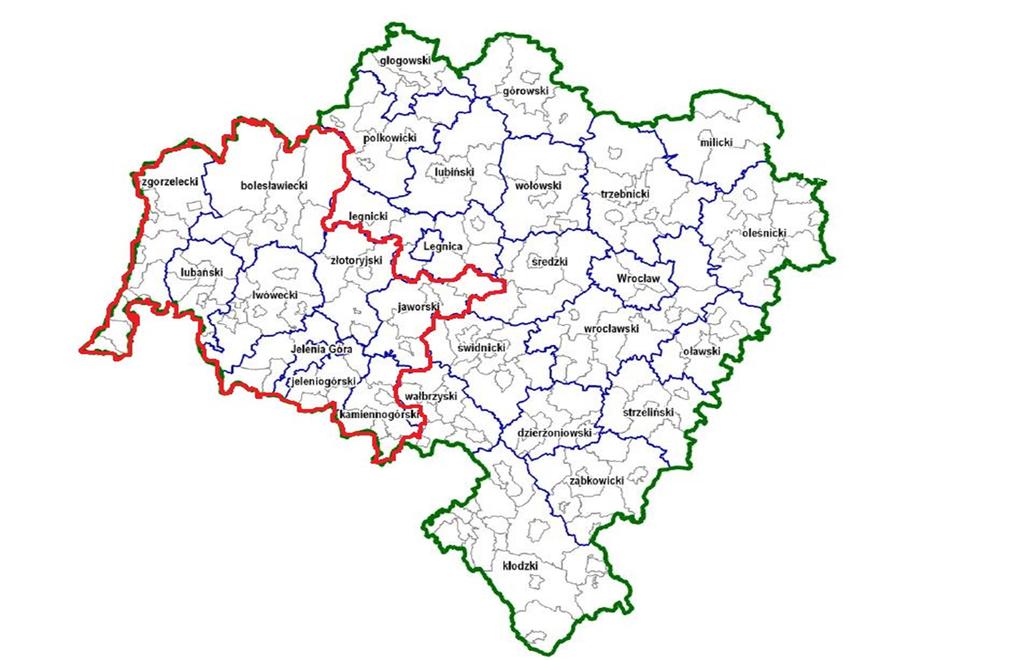 OWES subregion jeleniogórski obejmujący powiaty: zgorzelecki, bolesławiecki, lubański,