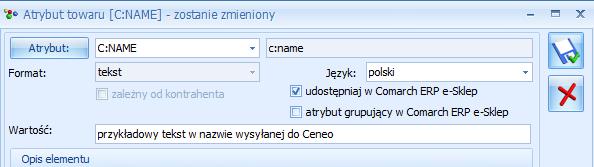 Uwaga: Treść w nazwie wysyłanej do porównywarek cen może zawierać do 50 znaków.