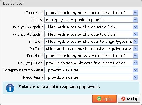 Uwaga: Dostępność towarów nie jest wymagana, aby poprawnie wygenerować plik XML do porównywarki.