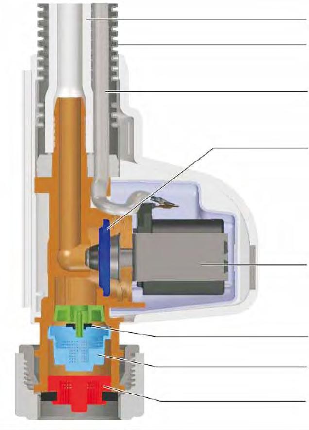 Budowa i zasada działania zmywarki firmy Bosch / Siemens model SMI86M0DE0 Widok złożeniowy zaworu Aquastop 3 4 6 7 8 Sitko grube Uszczelka Sitko