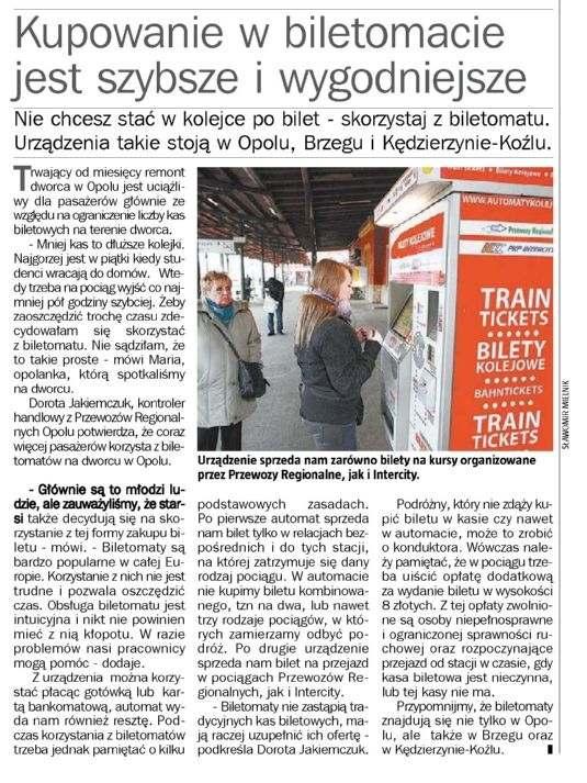 KUPOWANIE W BILETOMACIE JEST SZYBSZE I WYGODNIEJSZE NOWA