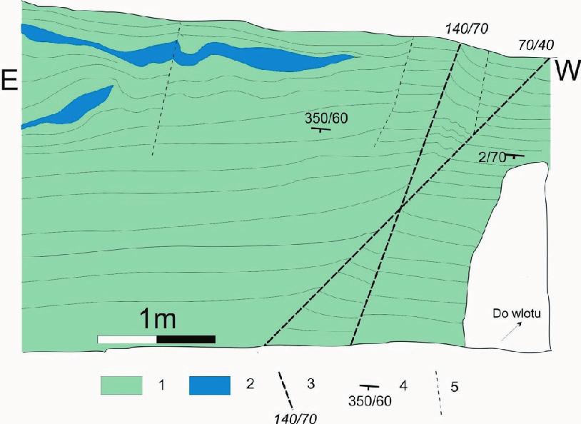 31 Rys. 5. Profil geologiczny południowego ociosu sztolni Rungensche na odcinku od 85 do 90 m.b.