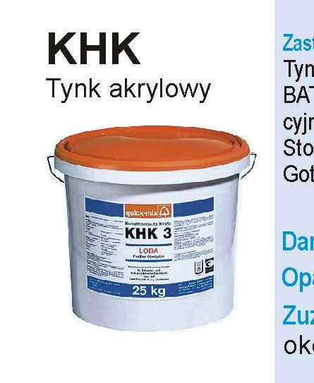 Mineralne tynki szlachetne firmy quickmix spe³nj¹ te wysokie oczekiwan odnoœnie jakoœci, poniewa : 30 kg, 02, 03, 1,5, 2,5, 5 mm, b³y i kolorowy Tynk siloksanowy (zmodyfikowany silikon) Tynk