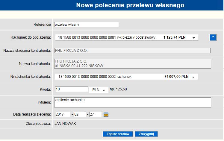 Rysunek 1 nowe funkcje w module Przelewy Nowe formatki przelewów zapewniają: weryfikację poprawności numeru IBAN możliwość wykonania przelewów walutowych z przyszłą datą realizacji automatyczne