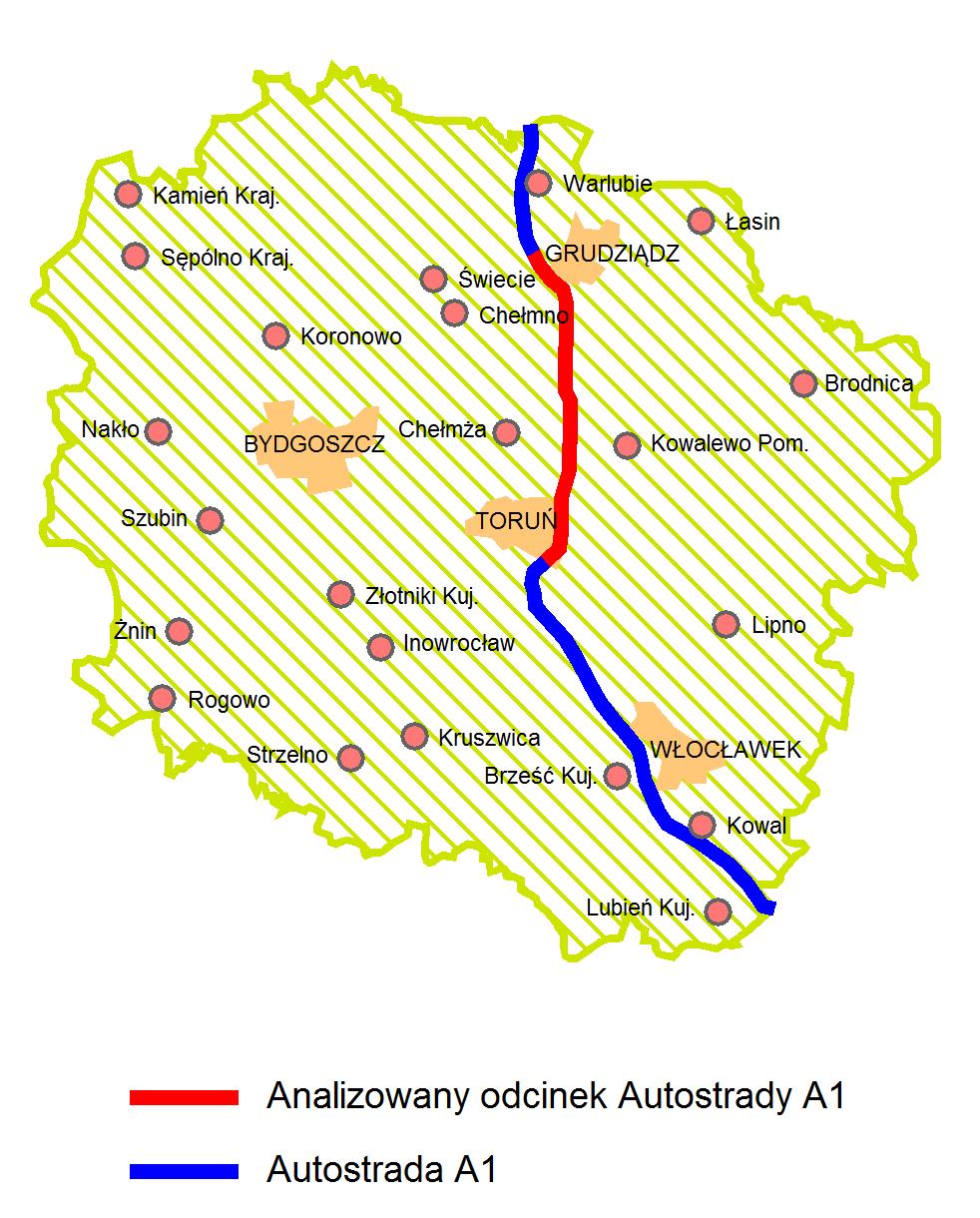 Dane dotyczące ludności zamieszkującej obszar w promieniu 1 km od osi autostrady zebrano w ramach