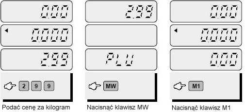 Po wybraniu żądanego kodu PLU na wyświetlaczu pojawi się przypisana do niego cena