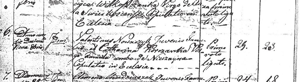 Nie było zapisu urodzenia Walentego Nowaczyka, nie było żadnych Nowaczyków czy Nowaków. W Liber Natorum z parafii Cerekwica nie znalazłam informacji o dacie lub miejscu urodzenia Katarzyny.