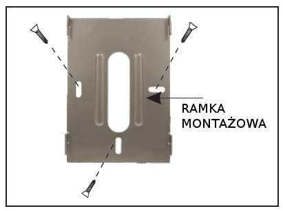 INSTALACJA WIDEODOMOFONU INSTALACJA MONITORA 1. Do ściany za pomocą wkrętów mocujemy ramkę montażową na której wieszamy monitor.