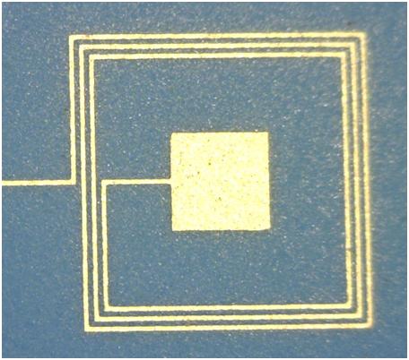 5.3. Właściwości geometryczne a) Cewka 40/40 µm, 3 zwoje, Ag65, LTCC b) Kondensator palczasty 40/40 µm, Ag65, LTCC 65 c) Struktury 30/30 µm wycinane laserem, cewka DP6145/Al2 O3, cewka ESL8844G/LTCC,