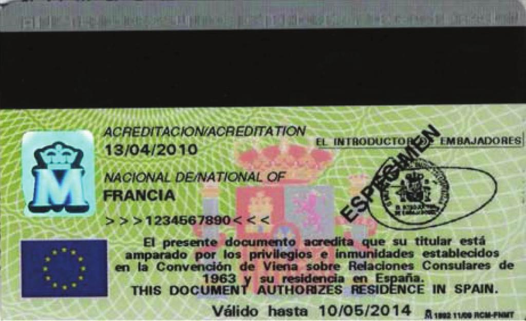 C 255/8 LEGITYMACJA PRACOWNIKA KONSULARNEGO Documento de acreditación consular (dokument akredytacji konsularnej) ze wzmianką Empleado consu lar