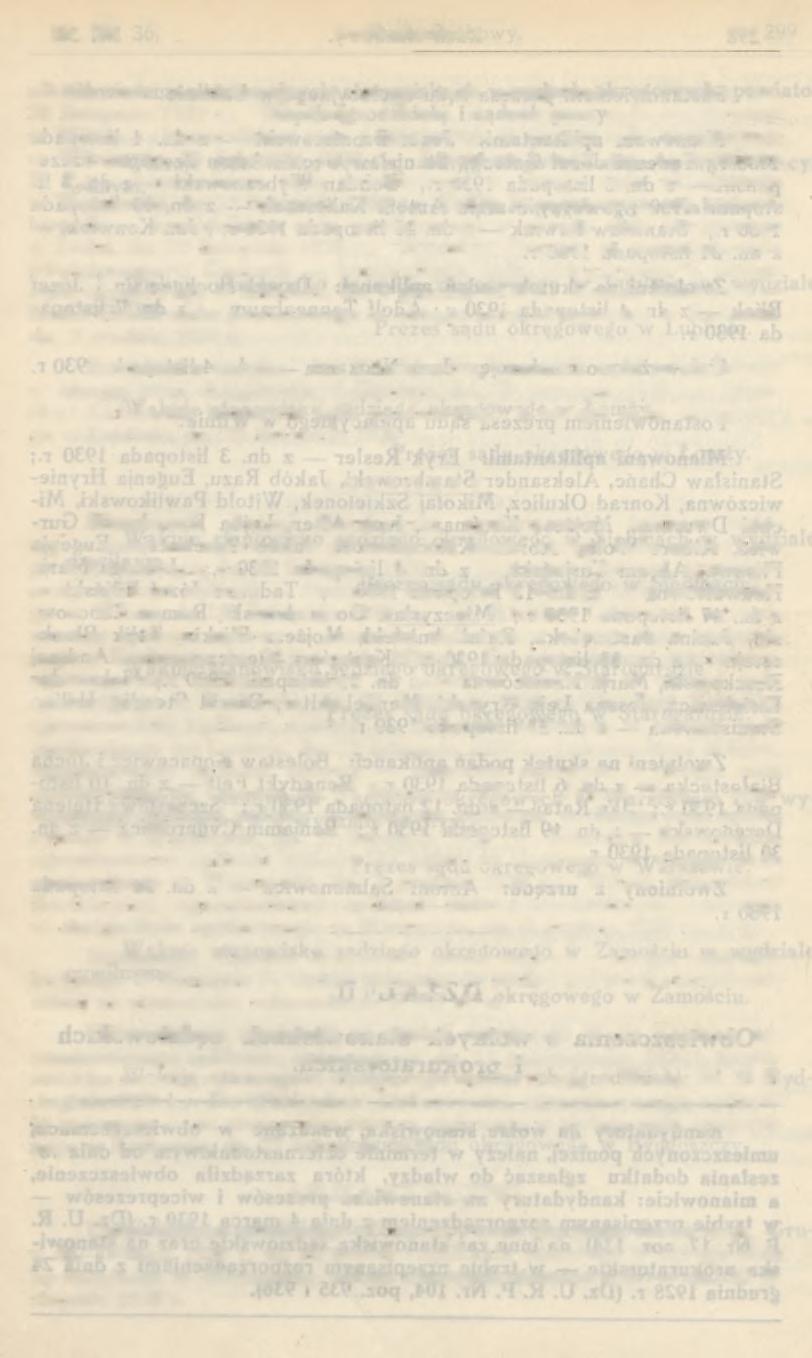 nikiem sądu pow iatow ego, w okręgu sądu okręgow ego w Płocku, dn. 20 listopada 1930 r.; W ładysław Cichoń, st.