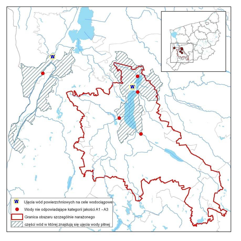Ocena jakości wód rzecznych, które są lub mogą być uŝyte na cele wodociągowe Na terenie województwa zachodniopomorskiego w wykazie wód powierzchniowych podlegających ochronie ze względu na ich