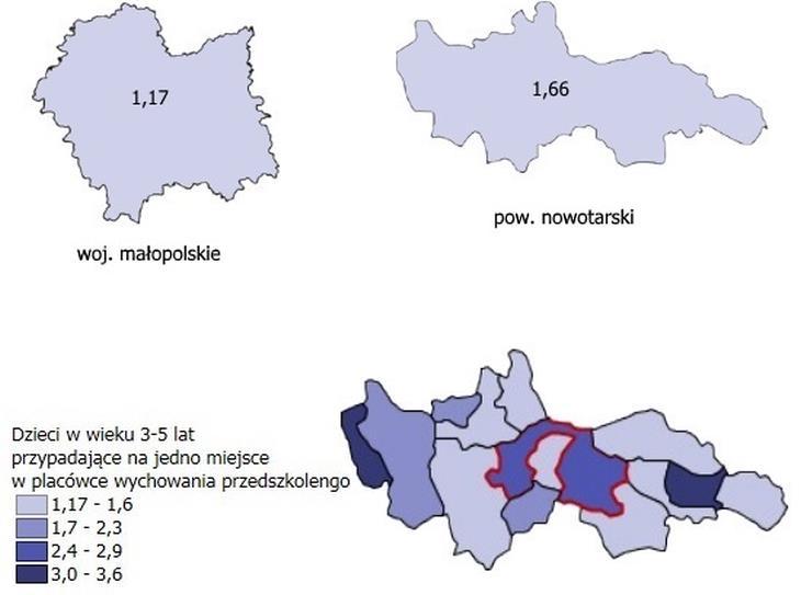 przedszkolnych przy szkołach podstawowych. W porównaniu z rokiem 2012 liczba przedszkoli wzrosła o jedną placówkę.