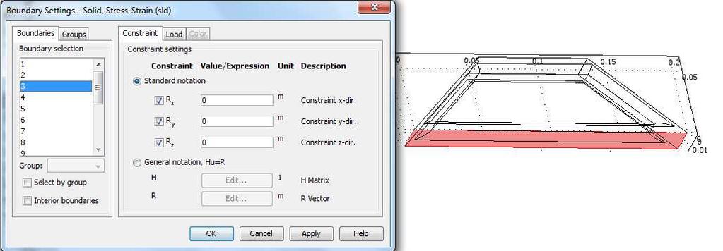 Zadane parametry analizy: Materiał (wybrany z bazy materiałowej programu COMSOL): Gatunek: Aluminum Współczynnik skalowania w czasie : δ st = 1