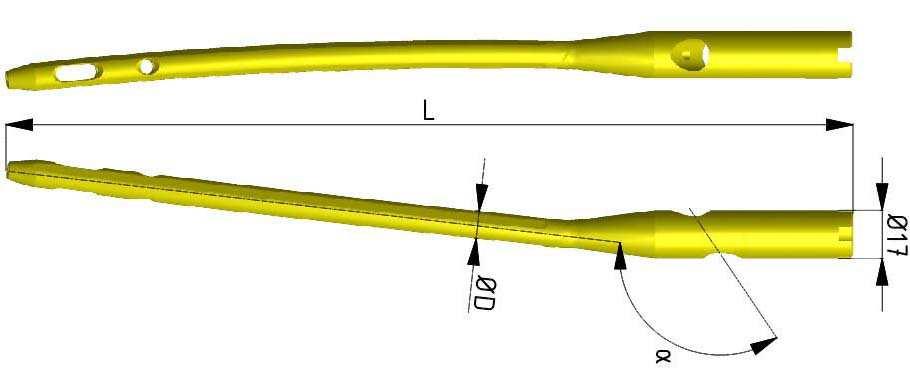 Gwoździe krętarzowe kaniulowane długie lewe, bez otworu antyrotacyjnego (1H) Long cannulated trochanteric nails left, without antirotation hole (1H) α[ ] L[mm].