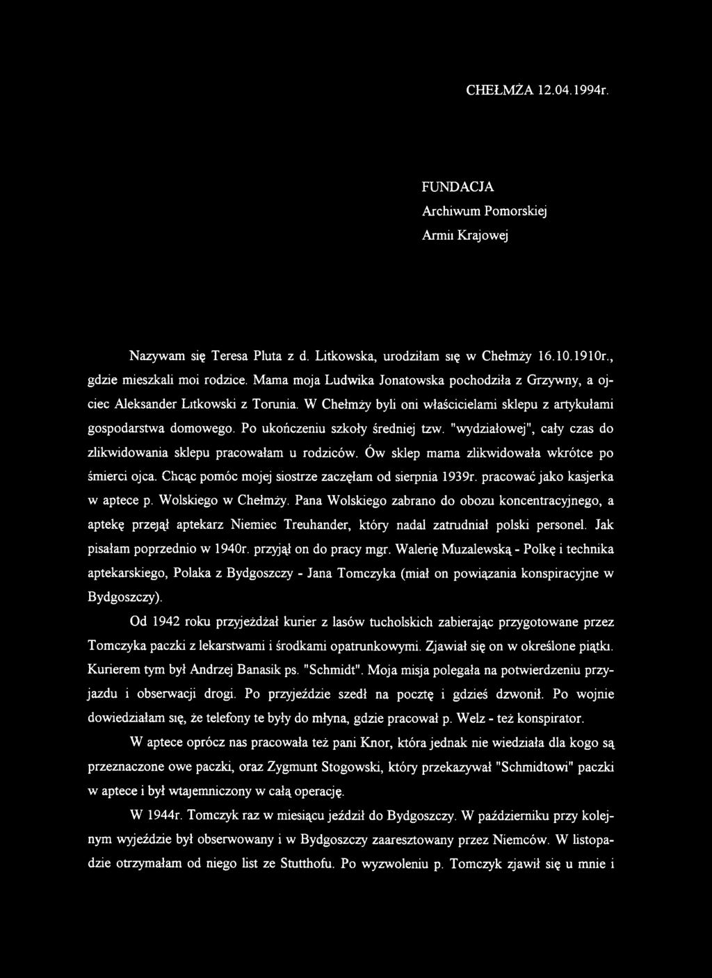 Pana Wolskiego zabrano do obozu koncentracyjnego, a aptekę przejął aptekarz Niemiec Treuhander, który nadal zatrudniał polski personel. Jak pisałam poprzednio w 1940r. przyjął on do pracy mgr.