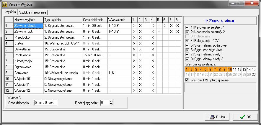 48 VERSA Plus SATEL 7.3 Parametry wyjść Rys. 10. Program DLOADX: okno Versa Wyjścia. Nazwa wyjścia indywidualna nazwa wyjścia (do 16 znaków).