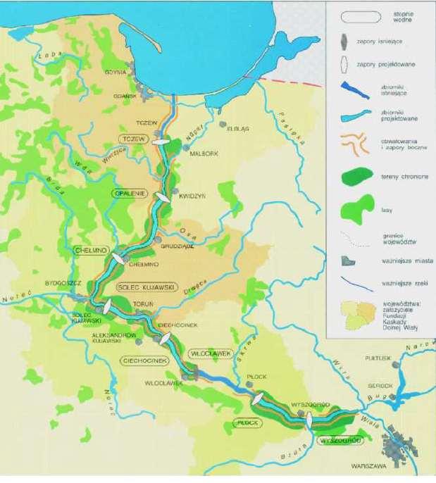 Przegląd koncepcji zabudowy drogi wodnej Dolnej Wisły Na zlecenie ODGW w Warszawie, "Hydroprojekt" Warszawa, w 1999 r.