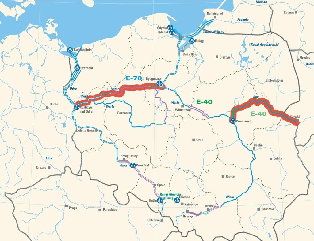 Priorytet III. Połączenie Odra-Wisła-Zalew Wiślany (E-70) i Wisła-Brześć (E-40) - rozbudowa międzynarodowych dróg wodnych III.1.