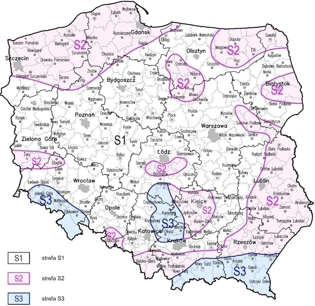 MAPA STREF OBCIĄŻENIA OBLODZENIEM NA TERYTORIUM POLSKI 40 Należy