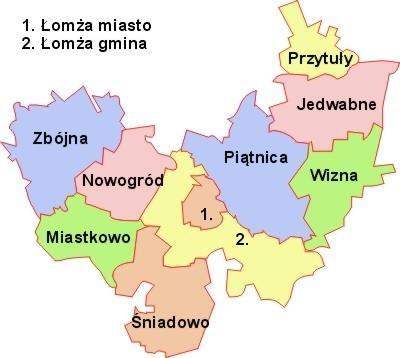 Rysunek 1. Położenie Gminy Zbójna na tle powiatu łomżyńskiego Źródło: https://www.osp.org.pl W skład gminy wchodzi 19 miejscowości.