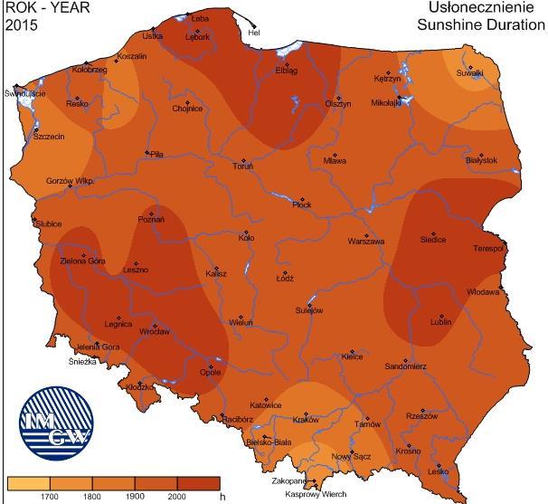 Rysunek 4. Usłonecznienie Źródło: http://www.imgw.pl/klimat Dominującą postacią fizyczną zasilania atmosferycznego w regionie są opady deszczu.