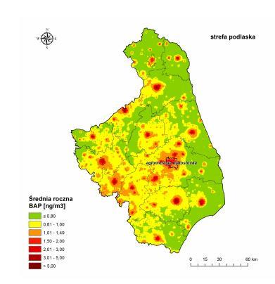 stężeń benzo(a)pirenu w obu strefach województwa. Wynika stąd konieczność podjęcia działań na rzecz ograniczenia emisji benzo(a)pirenu; Rysunek 7.