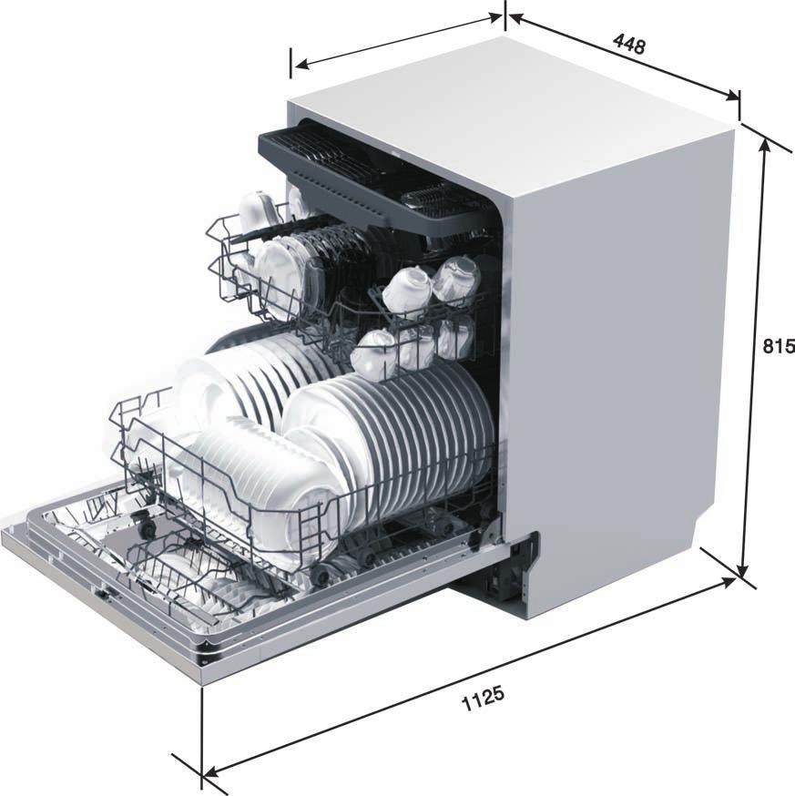 550(z zamkniętymi drzwiami) Wysokość Szerokość Głębokość Zasilanie Pojemność 815 mm