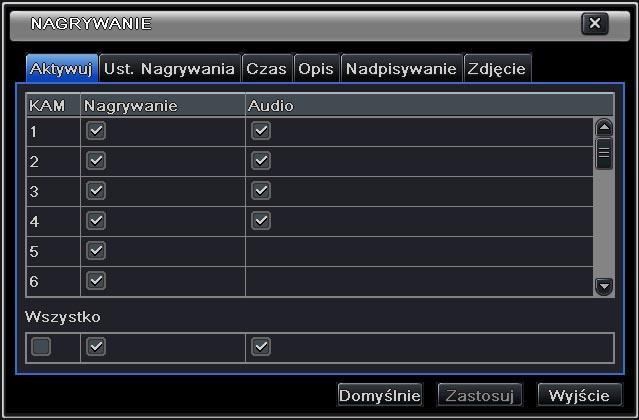 Obszar maski: kliknij przycisk Ustawienia dla danej kamery, natępnie wciśnij lewy przycisk myszy i trzymając go wciśniętym zakreśl obszar maski.