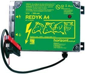 budowy ogrodzeń elektrycznych rozstawionych na dużych obszarach rozbudowanych w kwatery lub dodatkowe linie przewodzące Zasilany z akumulatora 12V 1085PL 2 lata wej. wyj. 10565PL REDYK S4 J 2.