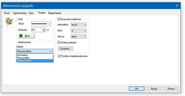 ZAKRESY MOŻLIWYCH ROZWIĄZAŃ (PARAMETRY RUCHU) Program w wersji 2.