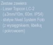 czerwona wiązka, spadek -15% do 40%, ±2,4mm/50m, 150m, 
