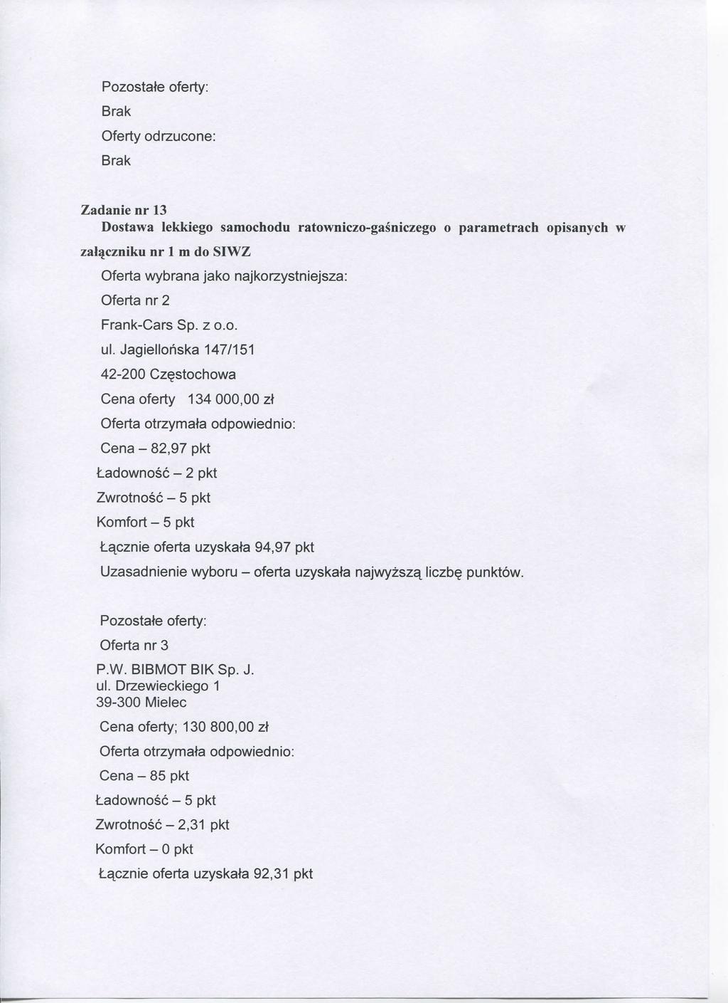 Zadanie nr 13 zal^czniku nr 1 m do SIWZ ul.