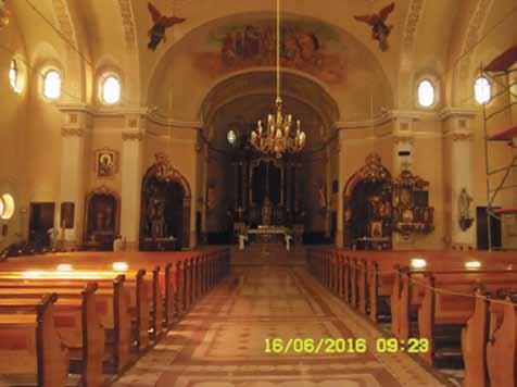 Po 2012 r., w kościele wystąpiły kolejne uszkodzenia: liczne spękania murów zarówno na zewnętrz jak i wewnątrz kościoła (fot.