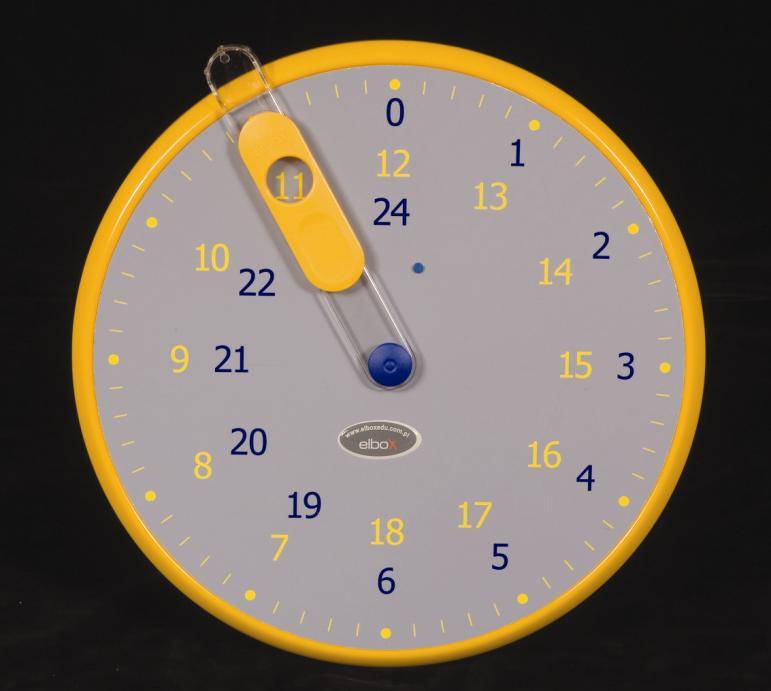ZEGAR I CZAS zestaw edukacyjny Zegar 24- godzinny spiralny umożliwia wskazywanie po kolei 24 godzin doby w trakcie dwóch kolejnych obrotów wskazówki.