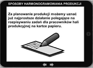 Zastosowane w badaniu kursy komputerowe obejmowały zagadnienia odnoszące się do harmonogramowania produkcji. W każdym z nich umieszczono te same treści, zmieniając jedynie sposób ich wizualizacji.