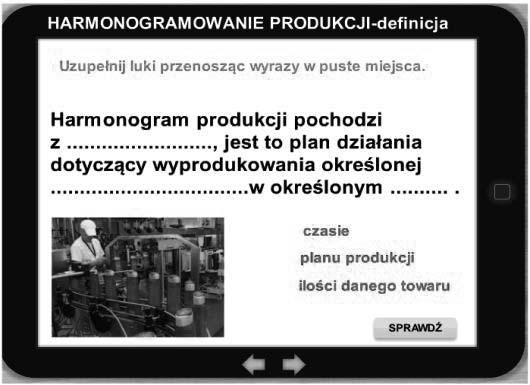 Ekran szkoleniowy kursu interaktywnego Pierwszy kurs zawierał wiadomości wyłącznie w formie tekstowej (rysunek 2).