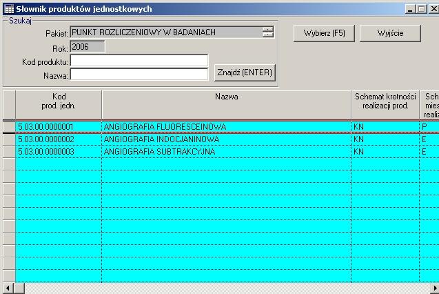 Ewidencja świadczeń 38 Słownik produktów jednostkowych.