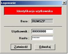 7 Lecznictwo Stacjonarne Identyfikacja użytkownika w programie Ewidencja Świadczeń Uwaga: Identyfikator i hasło muszą być wcześniej nadane przez osobę odpowiedzialną za administrację systemu w danej